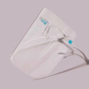 Clear face shield with glasses